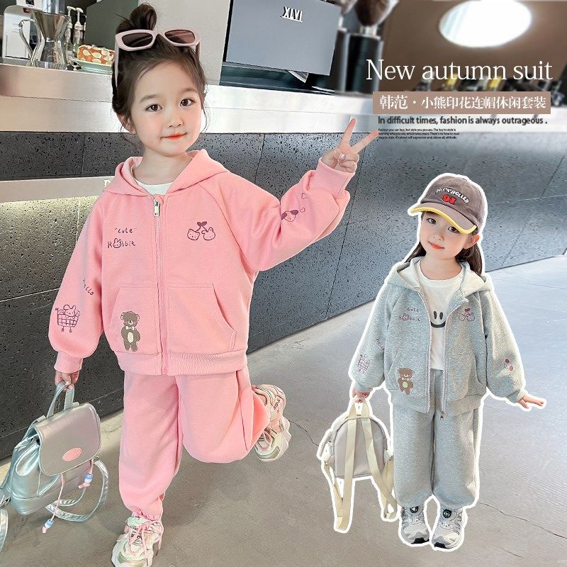 女童套装秋装2025新款女宝宝洋派时髦早秋款运动衣服春秋季儿童套
