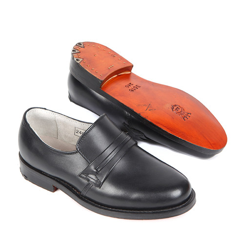 3516厂87式低帮套脚皮鞋真皮底皮三钉一脚蹬中老年透气吸汗休闲鞋