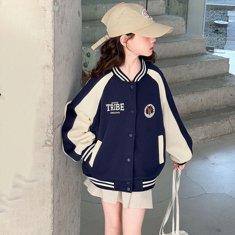 女童外套春秋洋气炸街儿童运动棒球服上衣夹克大童2025春装新款潮