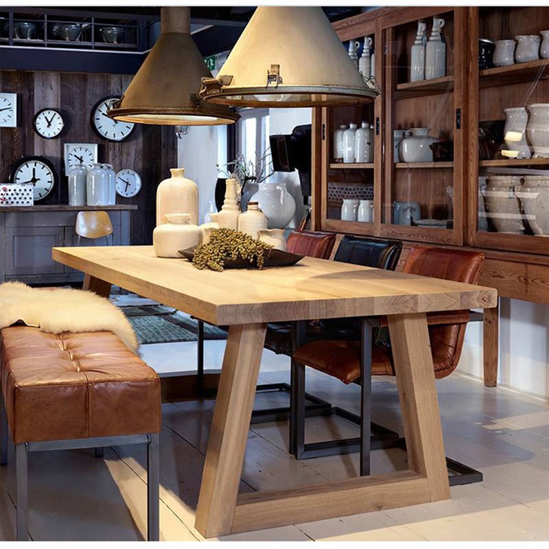 工业风办公桌现代简约长条桌洽谈桌椅组合美式实木复古会议桌