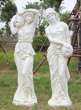 欧式花园别墅人物雕塑装饰摆件家居客厅阳台景观复古.石膏艺术品