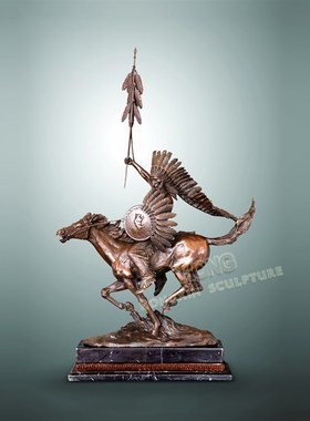 铜雕塑印第安酋长EPo412欧式人物工艺品酒店客厅书房家居桌面摆件