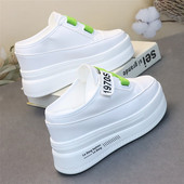 拖 大码 时尚 超高跟无后跟懒人半拖增高显瘦10cm气质外穿女小Y白鞋