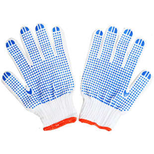 劳保手套点塑点珠胶白纱线防滑耐磨棉纱学生学农手套防护拔河户外