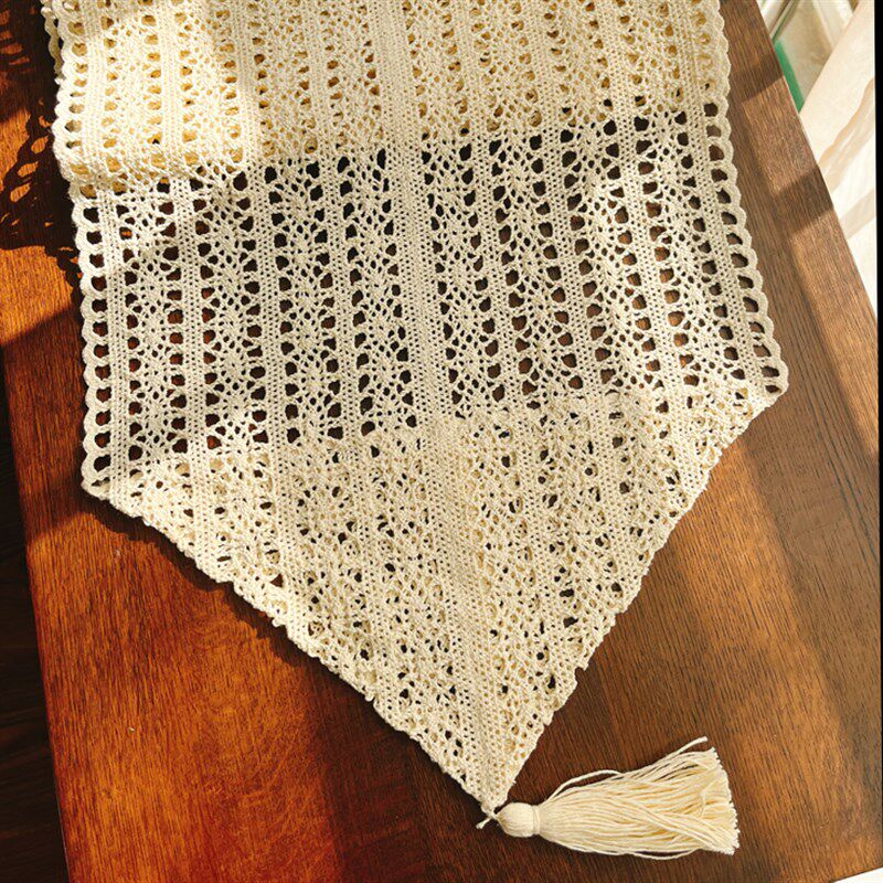 美式乡村复古棉线钩针茶几餐桌斗柜鞋柜盖巾桌旗桌布文艺森系拍摄