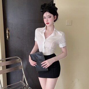 ol白衬衫包臀裙成熟御姐女装套装职业制服工作服性感秘书擦边文秘