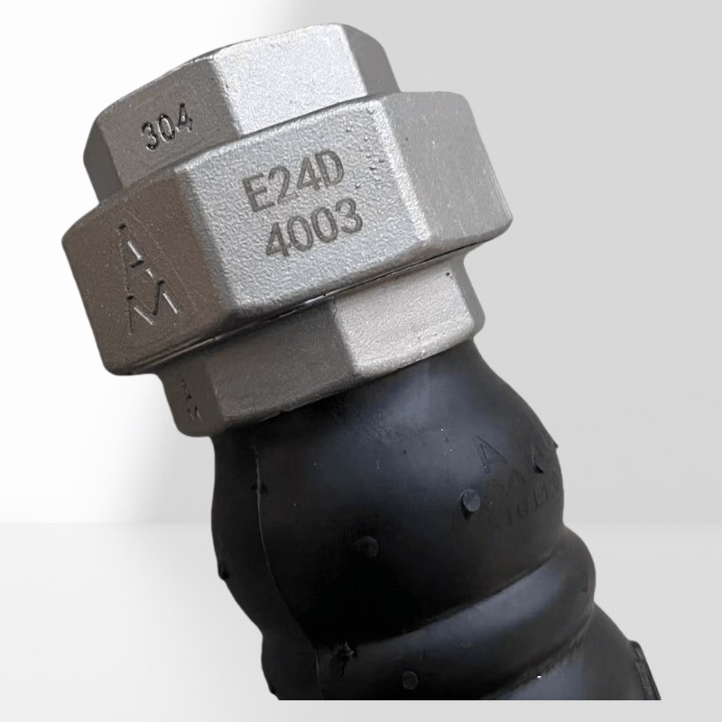 埃美柯9767P不锈钢丝扣橡胶软连接内丝螺纹风机软管DN15-50