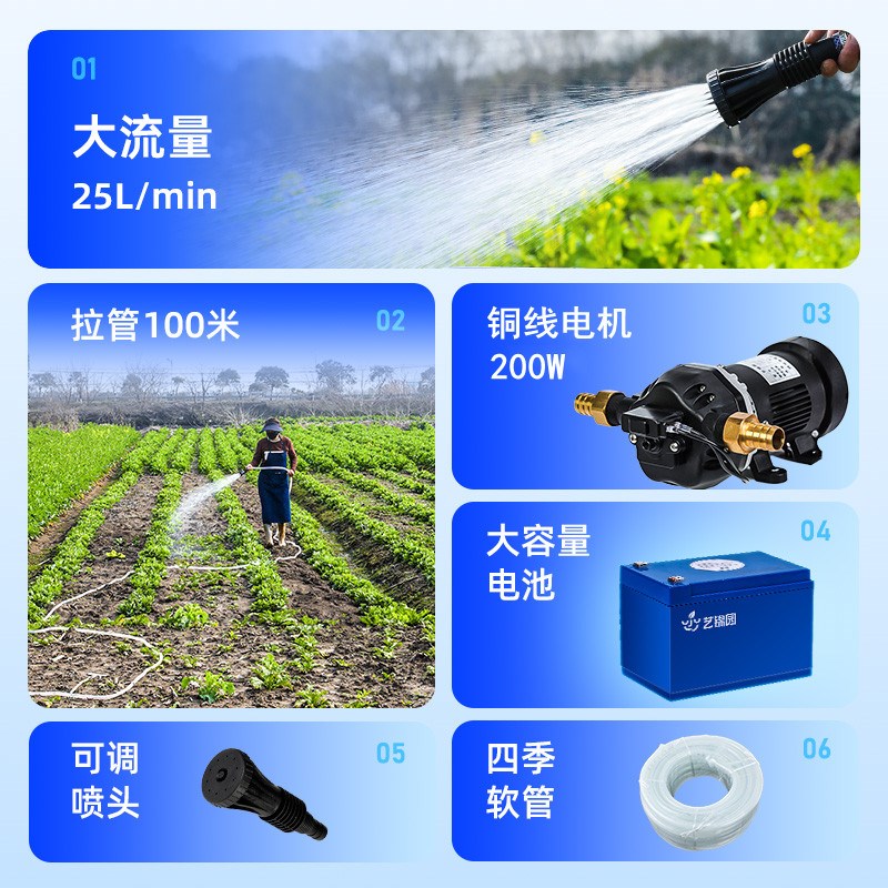 抽水泵浇菜12v农用灌溉高扬程浇地自吸直流家用高压电动浇水神器