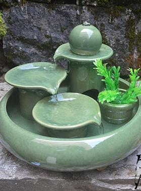 陶瓷喷泉流水工艺品摆设新房客厅家居水景加湿器装饰礼品创意摆件