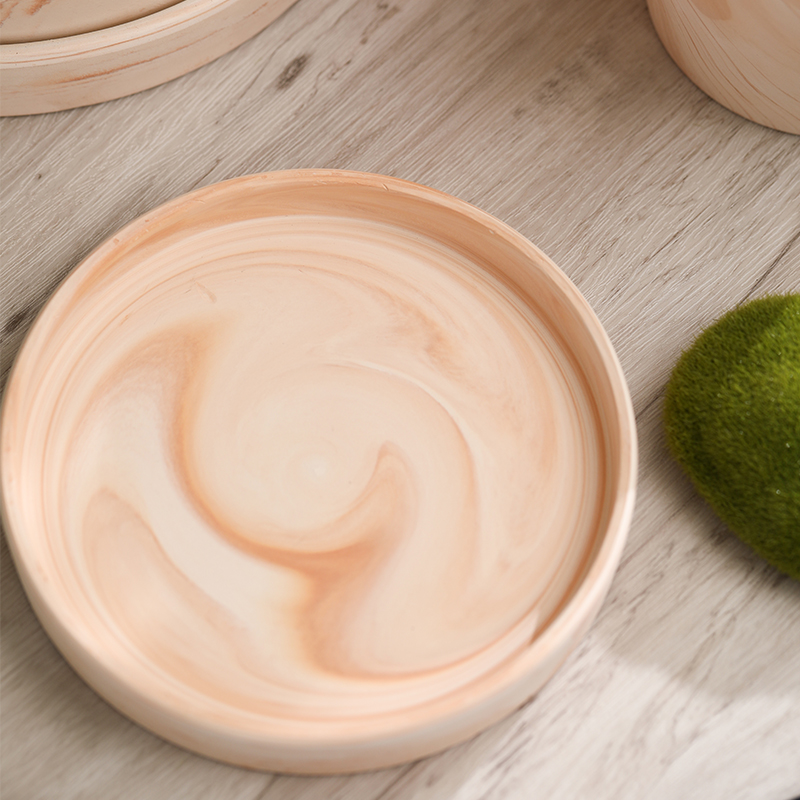 天然玛奇朵纹红白陶花盆素烧陶土粗陶透气绿萝兰花多肉盆栽带托盘