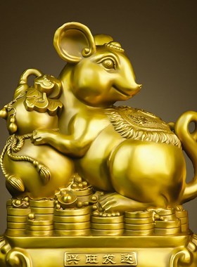 纯黄铜十二生肖鼠牛虎兔龙蛇马羊猴鸡狗猪工艺品摆件补缺角中式送