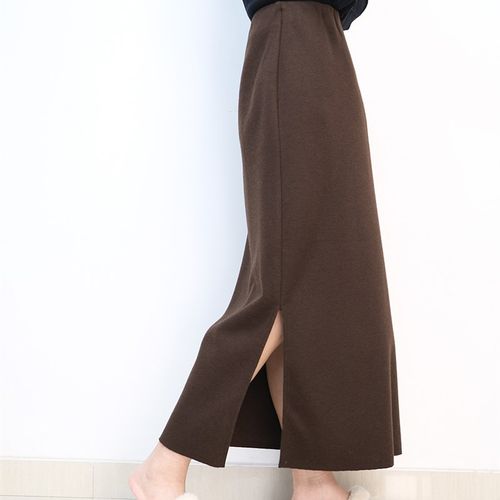 侧开叉半身裙女 法式2024秋装新款修身显瘦百搭长裙羊毛垂感裙子