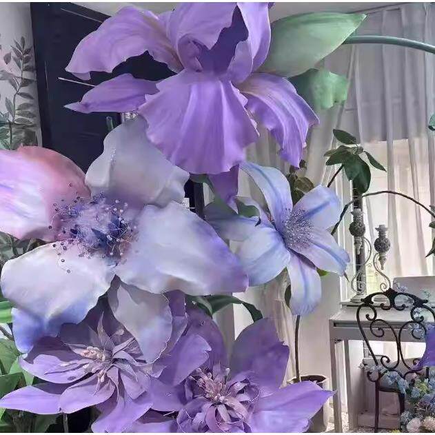 超大号蓝百合彷真花婚礼堂布置道具EVA大花婚庆舞台背景美陈装饰