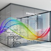 定制彩色线条创意办公室玻璃膜商场公司玻装 饰静电镂空纸