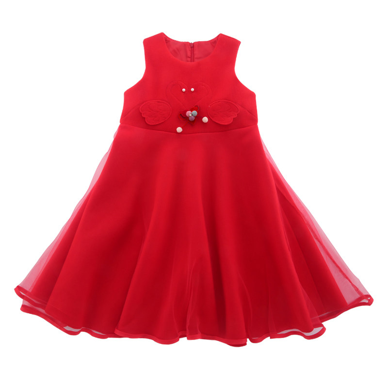 女童毛呢背心裙秋冬装新款红色儿童公主洋气马甲裙子中大童连衣裙