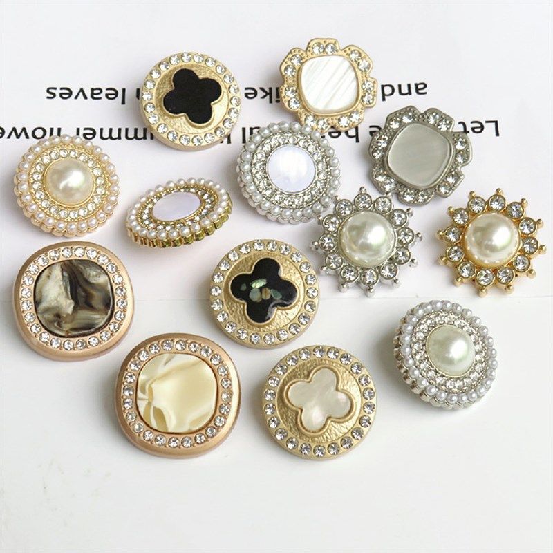 金属纽扣水钻高亮珍珠圆形扣子甜美女衬衫针织毛衣外套大衣装饰扣