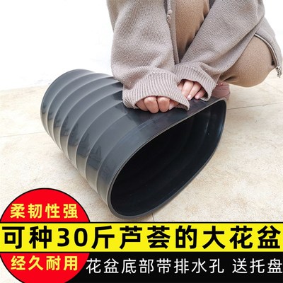 阳台发财树养芦荟的花盆特大号仿陶瓷带托盘超大口径深高款高筒盆