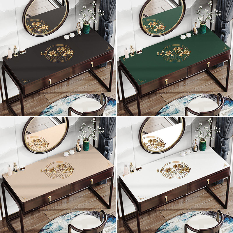 轻奢中式风梳妆台桌布防水防油免洗化妆台布 pvc皮革美甲桌面垫子,居家布艺,桌布,淘宝优惠券,粉丝福利购,淘宝优惠卷