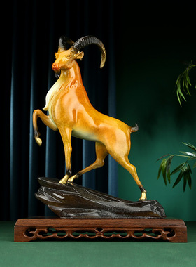 纯铜领头羊摆件生肖羊新中式家居客厅办公室桌面摆设开业乔迁礼品