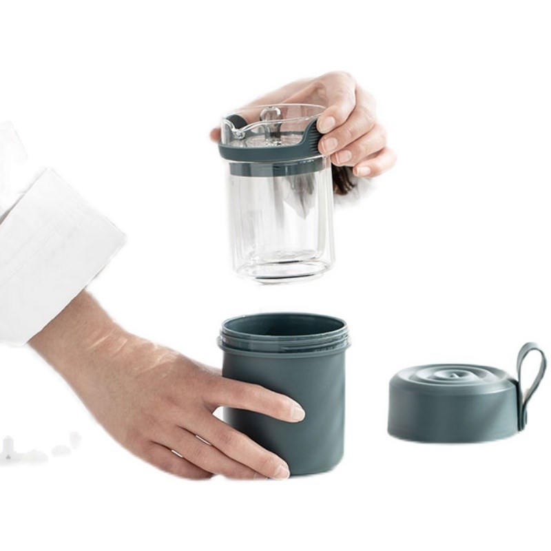 洛谷泡茶器一壶一杯旅行茶具便携耐热玻璃办公家用泡茶壶茶杯套装