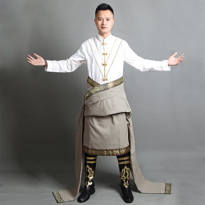 新款藏袍男 西藏民族服装花边藏服藏族服装织锦缎藏装男款藏衣