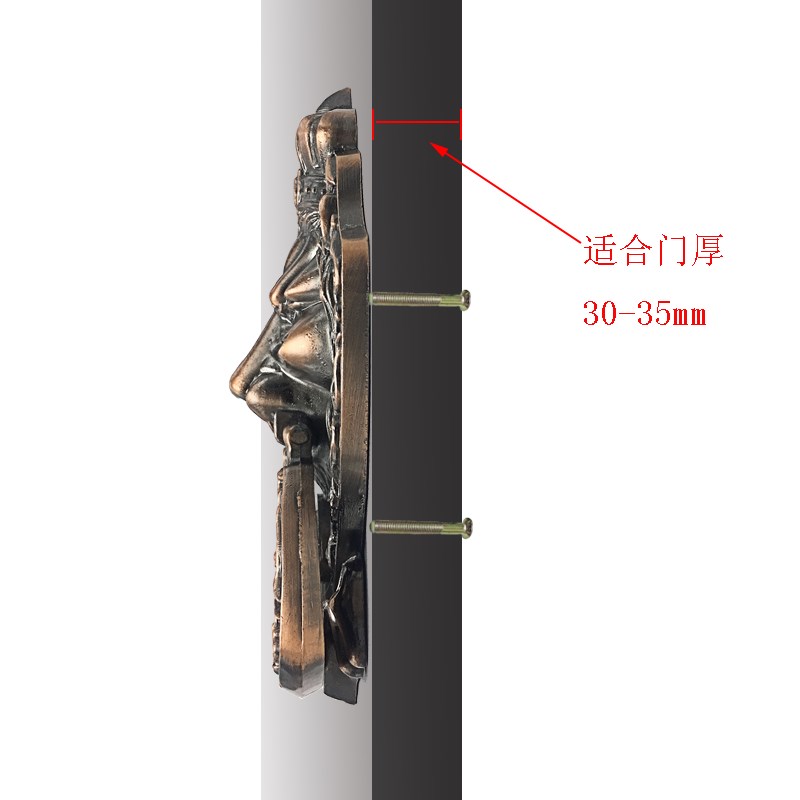复古铜色狮头拉手古建庭院木门大门中式把手老式铁门兽头仿古门环