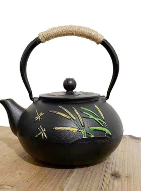 酒店样板房茶室新中式博古架茶柜复古摆件玄关装饰铁壶茶壶泡水壶