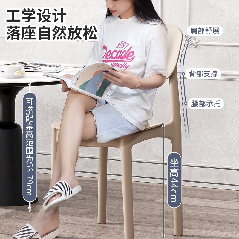 靠背餐椅家用简约加厚久坐舒服塑料凳子奶油风网红商用餐桌椅子