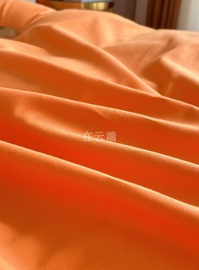 高密度全棉床笠单件桔黄橙色纯棉斜纹床罩床套四季款1.21.5m1.8米