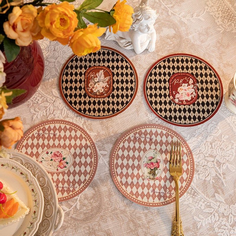 玫瑰花园桌面保护圆形杯垫防水防油餐桌垫美式高雅轻奢免洗餐垫,居家布艺,餐垫,淘宝优惠券,粉丝福利购,淘宝优惠卷