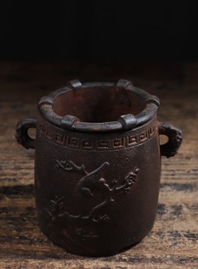 仿古铁器纯铁喜上眉梢温酒炉摆件复古民俗怀旧装饰中式古典收藏品