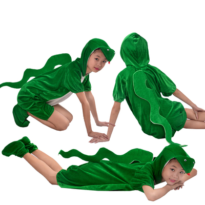 新款儿童动物小蛇演出服装幼儿园亲子舞台表演服青蛇卡通成人服装