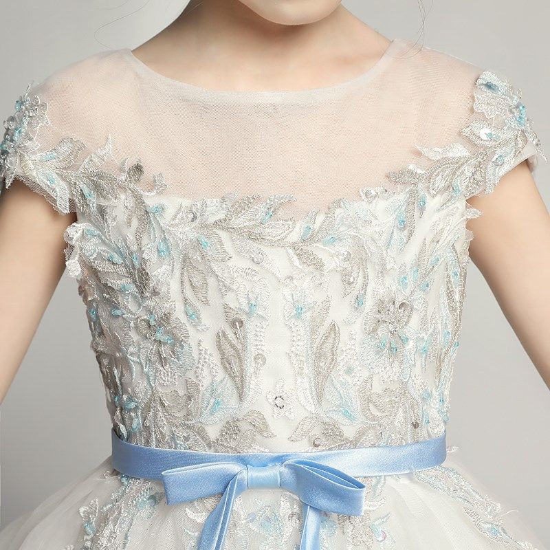 女童晚礼服裙2024新款洋气蓬蓬纱小婚纱公主裙钢琴表演服装连衣裙