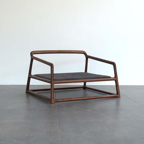 清竺新中式打坐椅黑胡桃禅意茶椅单人禅椅实木盘腿椅太师椅子