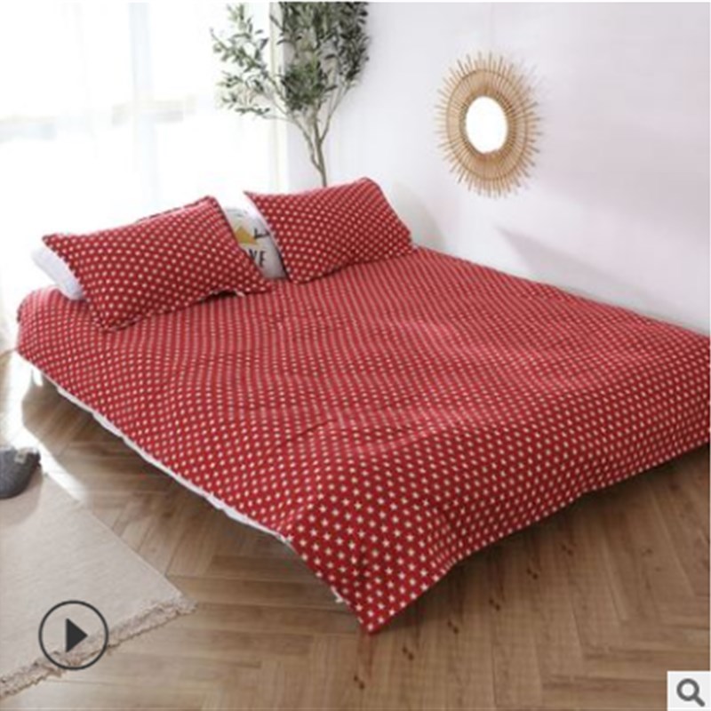 三层星星纯棉纯棉纱布绉布 枕巾枕套床单盖空调毯可铺定制