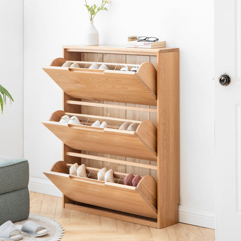 工厂直营纯实木超薄翻斗鞋柜橡木家用门口入户玄关客厅收纳储物柜,住宅家具,鞋柜,淘宝优惠券,粉丝福利购,淘宝优惠卷