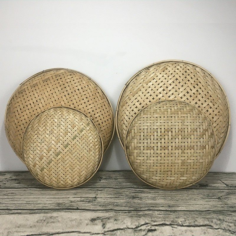 竹筛子竹编簸箕民间特色制品精品沥水晾晒有孔无孔圆形家用竹篮筐