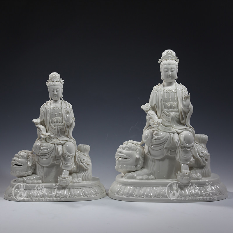 14寸16寸华严三圣像供奉文殊普贤菩萨释迦牟尼佛佛德化陶瓷佛像摆