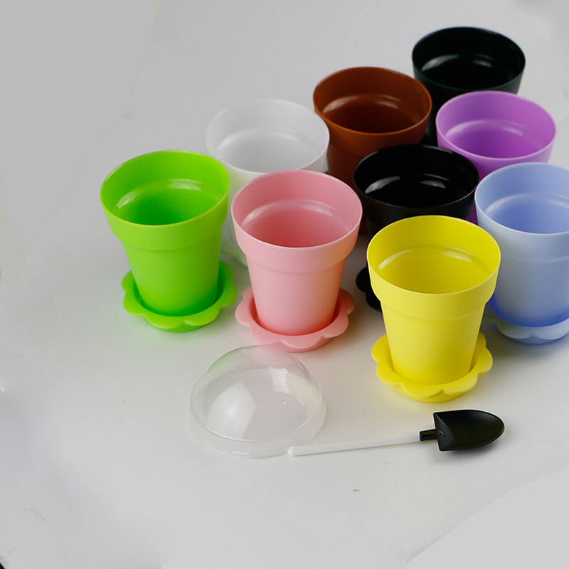 DIY烘培蛋糕盆栽蛋糕杯木糠杯西点冰淇淋花盆慕斯杯带盖带铲50套