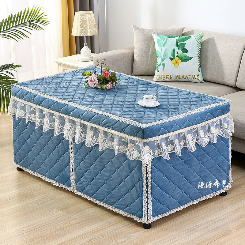 电炉罩烤火桌子罩北欧加厚绒电取暖炉套12片新款长方形茶几罩家用