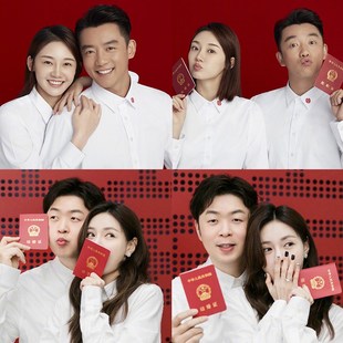 结婚登记照情侣装夏季白衬衫领证衣服证件拍照定制工作装白色衬衣