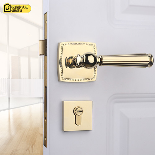 依佰利美式法式复古轻奢北欧室内房门卧室实木门静音金色门锁把手