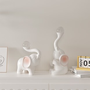 大象水晶球摆件一对客厅玄关酒柜电视柜家居软装饰品招财乔迁礼物