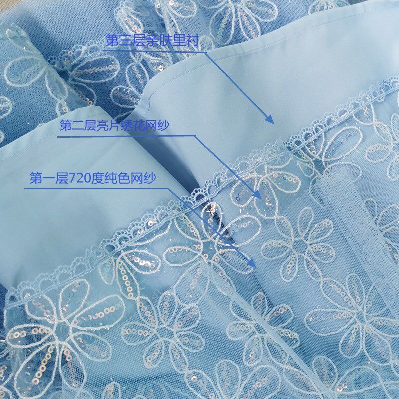 浅蓝色网纱半身长裙春夏粉色亮片绣花裙高端洋气显瘦百搭a字纱裙,女装/女士精品,半身裙,淘宝优惠券,粉丝福利购,淘宝优惠卷