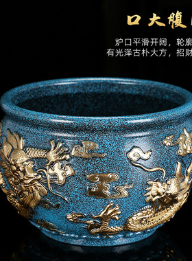 纯铜双龙缸聚宝盆摆件百福聚财米缸招财玄关客厅办公室店铺工艺品