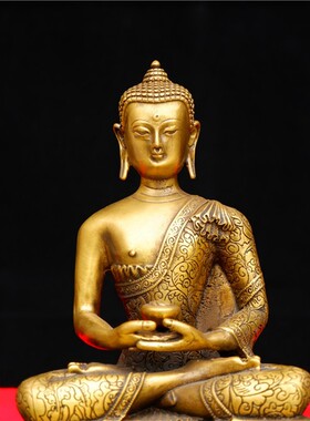 镇宅古典纯铜三宝铜像阿弥陀佛药师佛如来佛祖释迦牟尼佛藏佛摆件