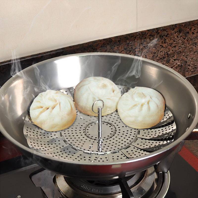 厨房不锈钢单层可伸缩折叠百变蒸笼蒸屉电饭锅蒸笼盘折叠高脚蒸盘