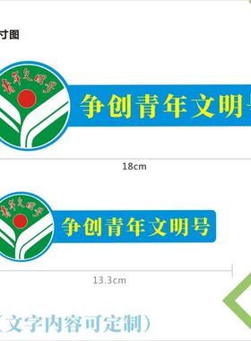 诗束  定制争创青年文明号 不干胶贴纸 背胶 多种尺寸4