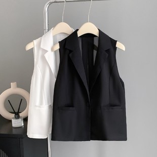 夏季马甲女薄款外穿无袖西装夏天小背心短款马夹外搭开衫雪纺小衫