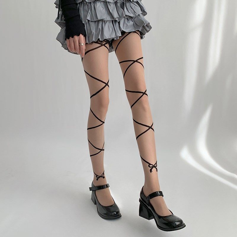 2023年新款丝袜黑色性感蝴蝶结交叉黑丝女防勾丝不掉档jk连裤袜子,女士内衣/男士内衣/家居服,连裤袜/打底袜,淘宝优惠券,粉丝福利购,淘宝优惠卷